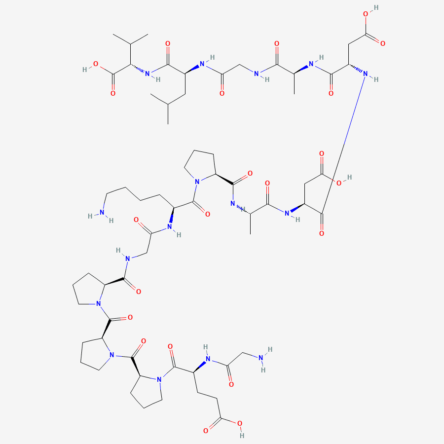 Chemical structure diagram of BPC-157, a 15-amino-acid peptide chain